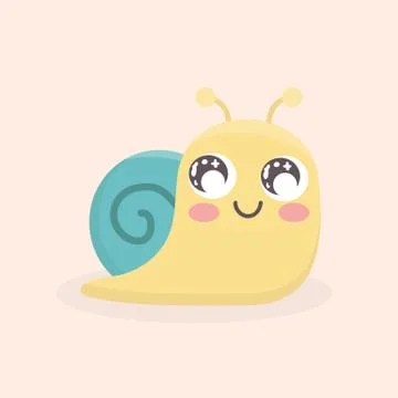Cute snail cartoon vector isolated. Stock Illustration