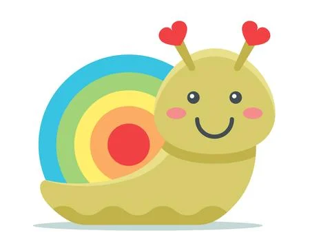 Cute snail character with rainbow shell. children drawing. Stock Illustration