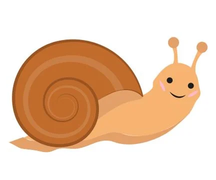 Cute snail icon flat or cartoon style. Isolated on white background. Vector i Stock Illustration