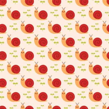 Cute snail seamless pattern vector illustration Stock Illustration