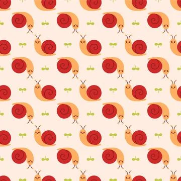 Cute snail seamless pattern vector illustration Stock Illustration