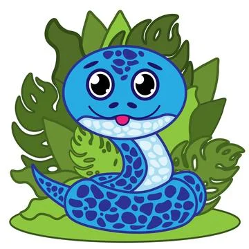 Cute snake. Cartoon flat vector illustration. Children's illustration. Illustration