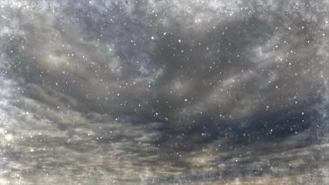 Cute snowfall on clouds on sky bg - photo of nature 스톡 사진