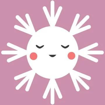 Cute snowflake with smiling face in cartoon style Stock Illustration