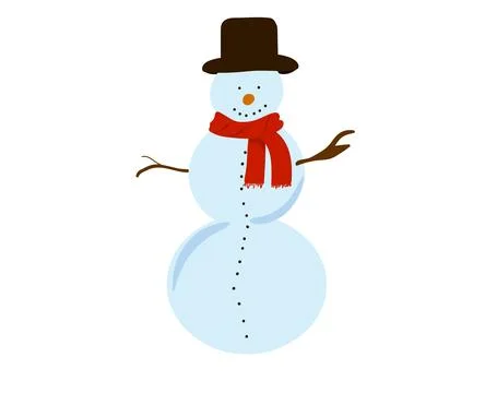 Cute Snowman with Black Top Hat Stock Illustration