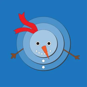 Cute snowman on blue background Stock Illustration