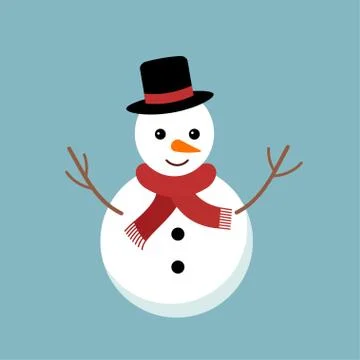 Cute snowman on blue background. Stock Illustration