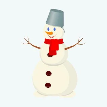 Cute snowman on a blue background Stock Illustration