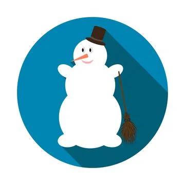 Cute Snowman on blue background with long shadow. Vector illustration for C.. Stock Illustration