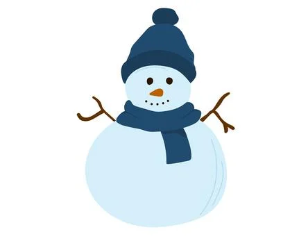 Cute Snowman with Blue Hat Stock Illustration