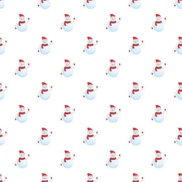 Cute snowman cartoon characters creating a seamless pattern 库存插图