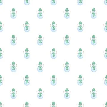 Cute snowman character pattern celebrating winter holiday season Stock Illustration