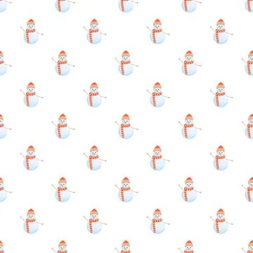 Cute snowman character seamless pattern for winter holidays Stock Illustration