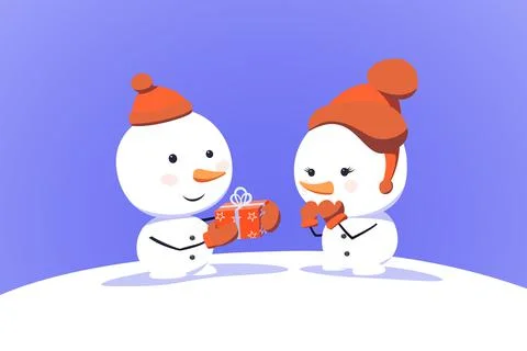 Cute snowman characters Stock-Illustration