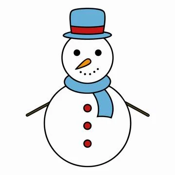 Cute Snowman Flat Vector Illustration Stock Illustration