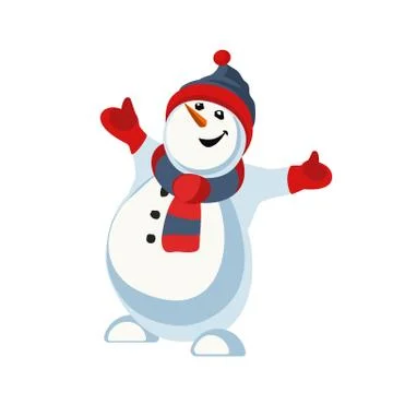 Cute snowman hand drawn vector icon Stock Illustration