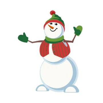 Cute snowman hand drawn vector icon Stock Illustration