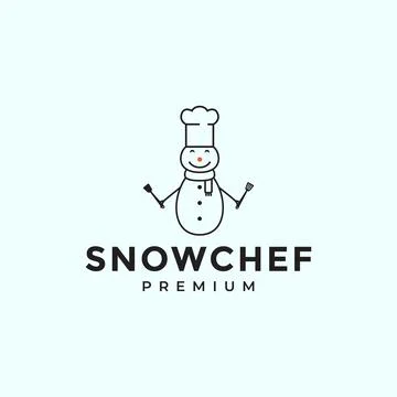 Cute snowman with hat chef logo design vector graphic symbol icon illustrat.. Stock Illustration