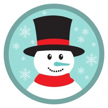 Cute snowman head icon button Stock Illustration