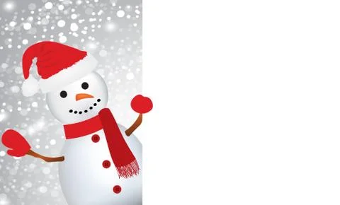 Cute snowman holding empty space for text Illustrazione stock