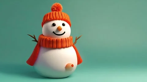 Cute snowman isolated on blurred background Stock Footage 259714686
