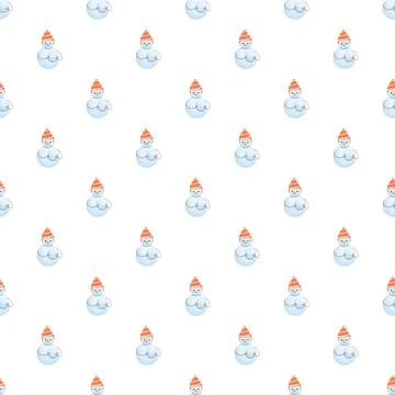 Cute snowman pattern covering a white background 스톡 일러스트