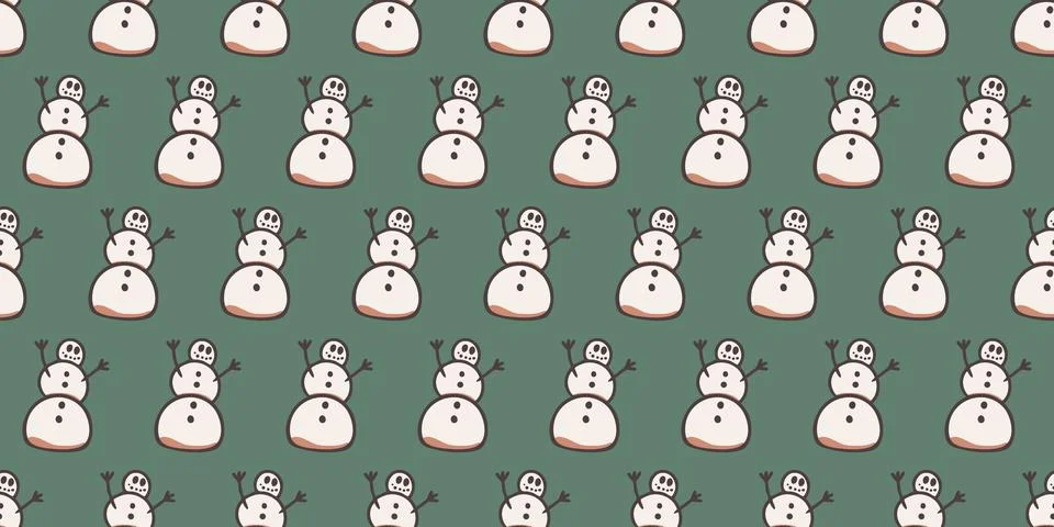 Cute snowman seamless pattern vector illustration. Winter holiday wallpaper on Stock Illustration