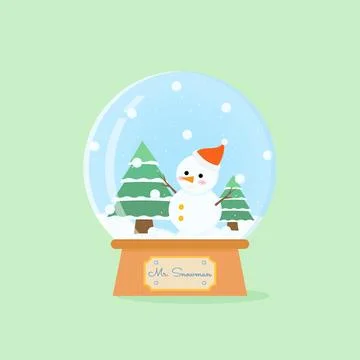 Cute snowman snowglobe Stock Illustration