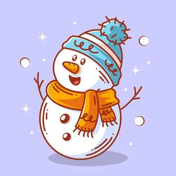 Cute snowman using neck and head warmers Stock Illustration
