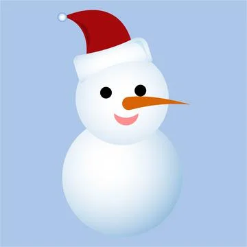 A cute snowman vector design on a blue background. Christmas design with a ha Stock Illustration