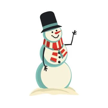 Cute snowman vector icon isolated on white Stock Illustration