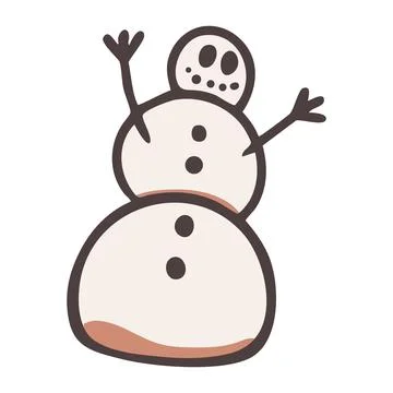 Cute snowman vector illustration. Cheerful winter character clipart isolated on Stock Illustration