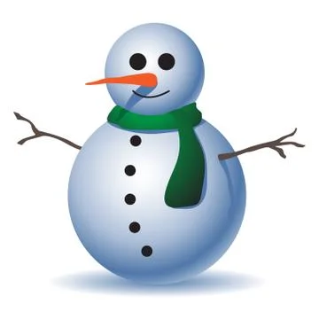 Cute snowman on white background Stock Illustration