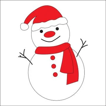 Cute snowman on white background Stock Illustration