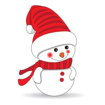 Cute snowman on white background Stock Illustration