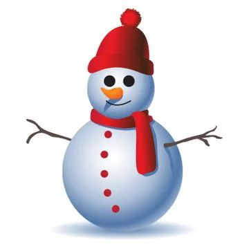 Cute snowman on white background Stock Illustration