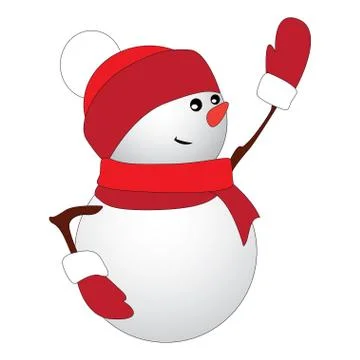 Cute snowman on white background Stock Illustration