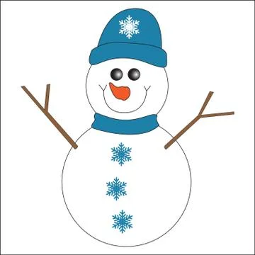 Cute snowman on white background Stock Illustration