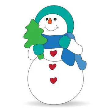 Cute snowman on white background Stock Illustration