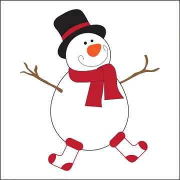 Cute snowman on white background Stock Illustration