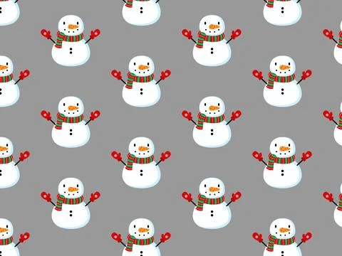Cute snowman. Winter pattern. Vector illustration Stock Illustration