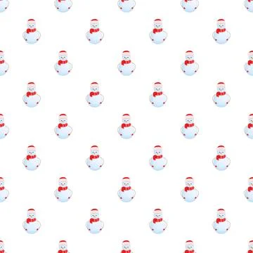 Cute snowmen repeating pattern for holiday designs Stock Illustration
