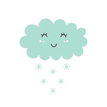 Cute snowy cloud isolated element. Kids design Stock Illustration