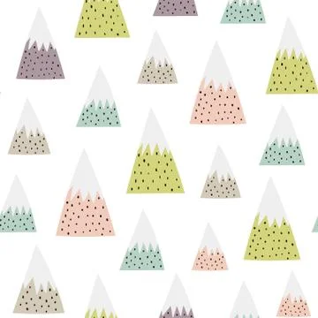 Cute snowy mountains seamless pattern Stock Illustration