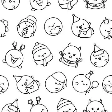 Cute soap bubble. Seamless pattern. Coloring Page. Stock Illustration