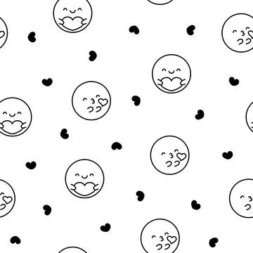 Cute soap bubble. Seamless pattern. Coloring Page. Stock Illustration