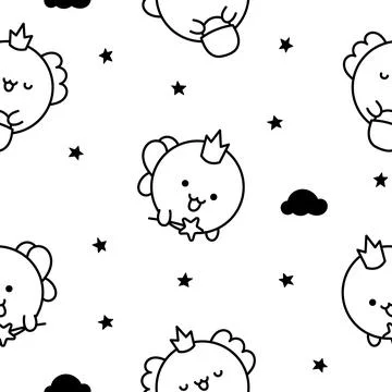 Cute soap bubble. Seamless pattern. Coloring Page. Stock Illustration