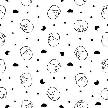 Cute soap bubble. Seamless pattern. Coloring Page. Stock Illustration