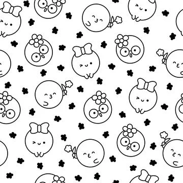 Cute soap bubble. Seamless pattern. Coloring Page. Stock Illustration