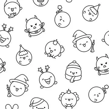 Cute soap bubble. Seamless pattern. Coloring Page. Stock Illustration